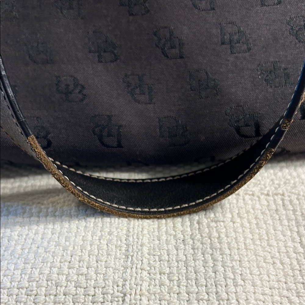 Dooney and Bourke Black and Gray Canvas Tote with Matching Key Ring and Pouch - Picture 10 of 10